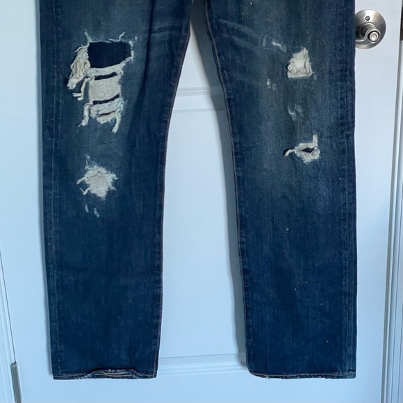 Levi’s 501 Destructed Button Fly Denim Jeans Blue 29859 - Picture 7 of 16